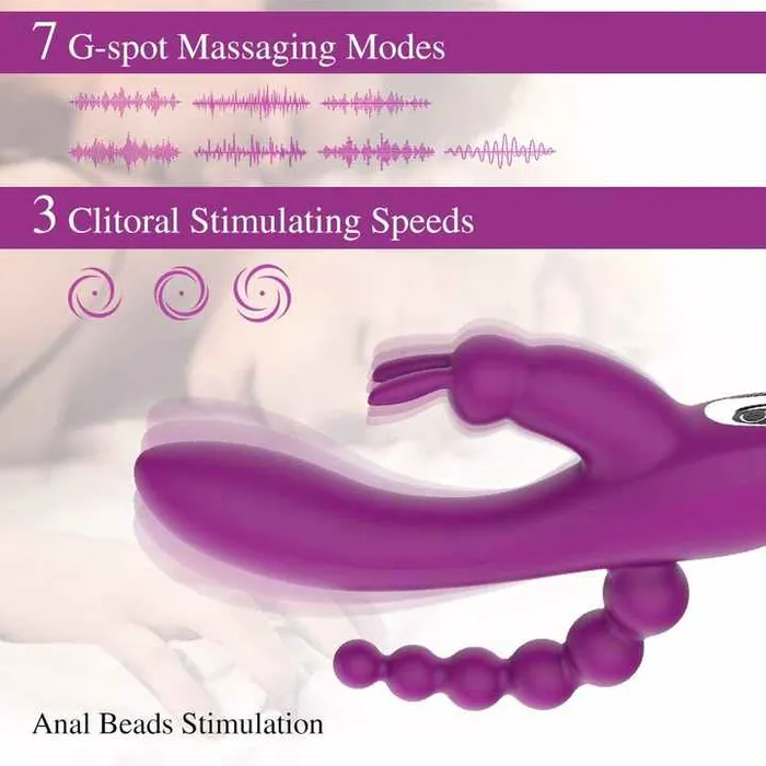 Female Sex Toys 69shadesofplay Vibrator sex shop 3 in 1 GSpot Rabbit Anal Dildo