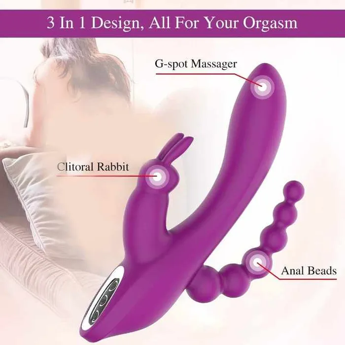 Female Sex Toys 69shadesofplay Vibrator sex shop 3 in 1 GSpot Rabbit Anal Dildo