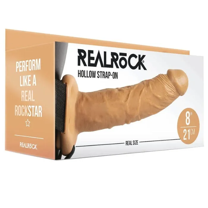 HON Real Rock Hollow Strap On 8inch Tan Female Sex Toys