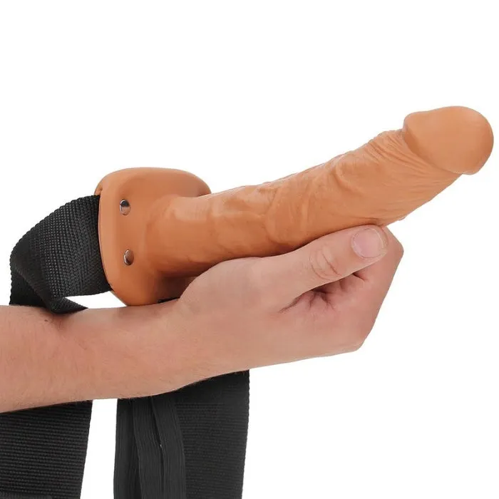 HON Real Rock Hollow Strap On 8inch Tan Female Sex Toys