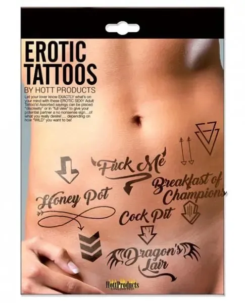 Hott Products Enhancers Erotic Tattoos Assorted Pack