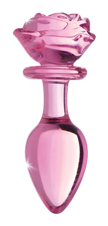 Pink Rose Glass Anal Plug Large XR Brands Booty Sparks Male Sex Toys