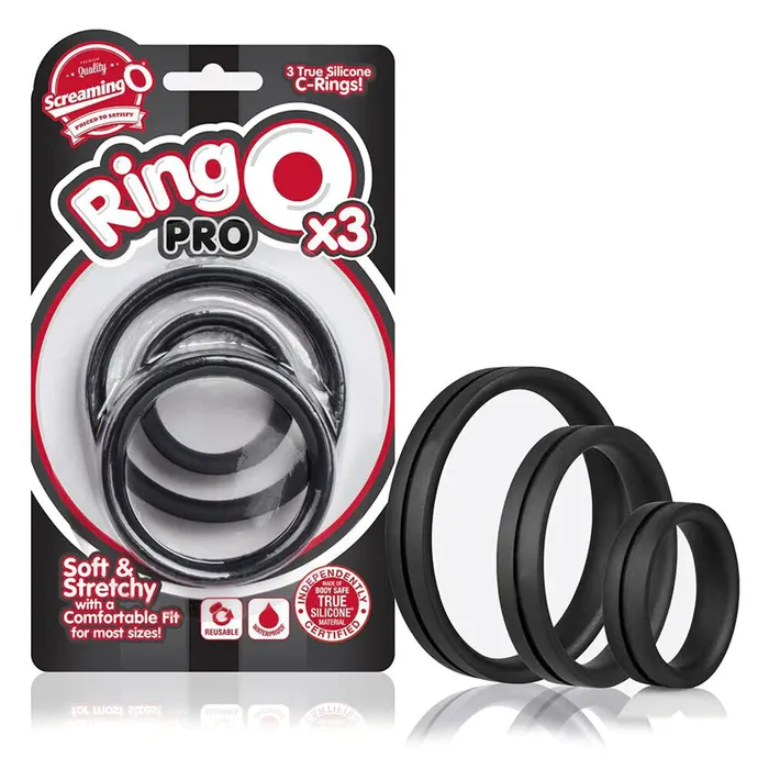 Screaming O Male Sex Toys Screaming O Ring O Pro Cock Ring Set Black 3 Pieces