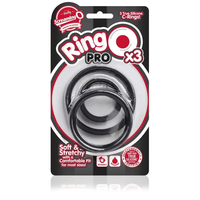 Screaming O Male Sex Toys Screaming O Ring O Pro Cock Ring Set Black 3 Pieces