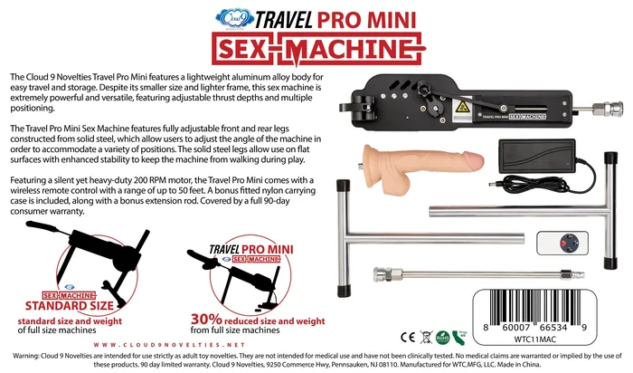 Sex Machine Pro Travel Mini Cloud 9 Novelties Female Sex Toys