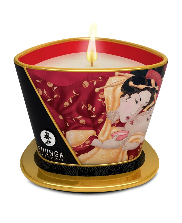 Shunga Couples Massage Candle Romance Sparkling Strawberry Wine 57 Oz