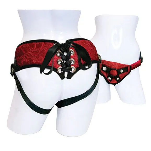 Sportsheets Sportsheets Red Lace With Satin Corset StrapOn Female Sex Toys