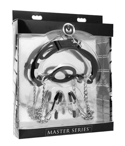 XR Brands Master Series Mutiny Silicone ORing Gag and Nipple Clamps Male Sex Toys