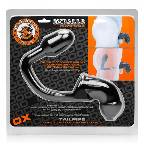 Blue Ox Designs Oxballs Dildos Oxballs Tailpipe Chastity Cocklock And Attacehd Buttplug Black