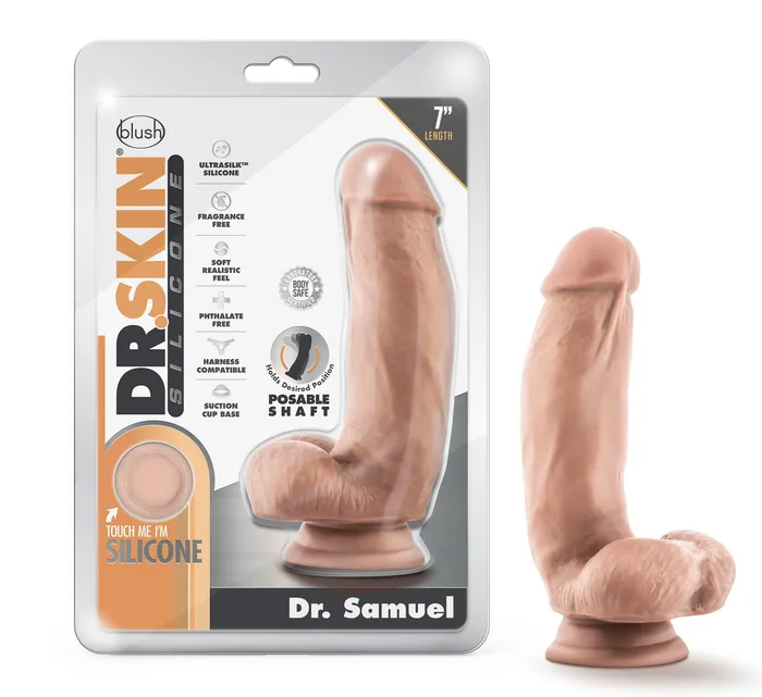 Blush Novelties Female Sex Toys Dr Skin Silicone Dr Samuel 7 Inch Dildo With Suction Cup Vanilla