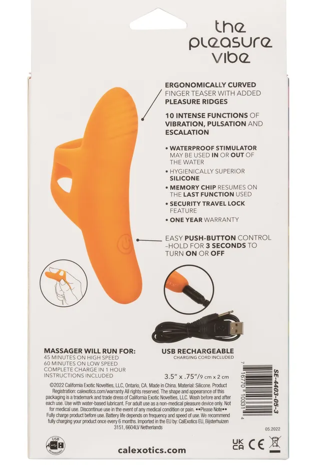 CalExotics Vibrators Neon Vibes the Pleasure Vibe Orange Orange