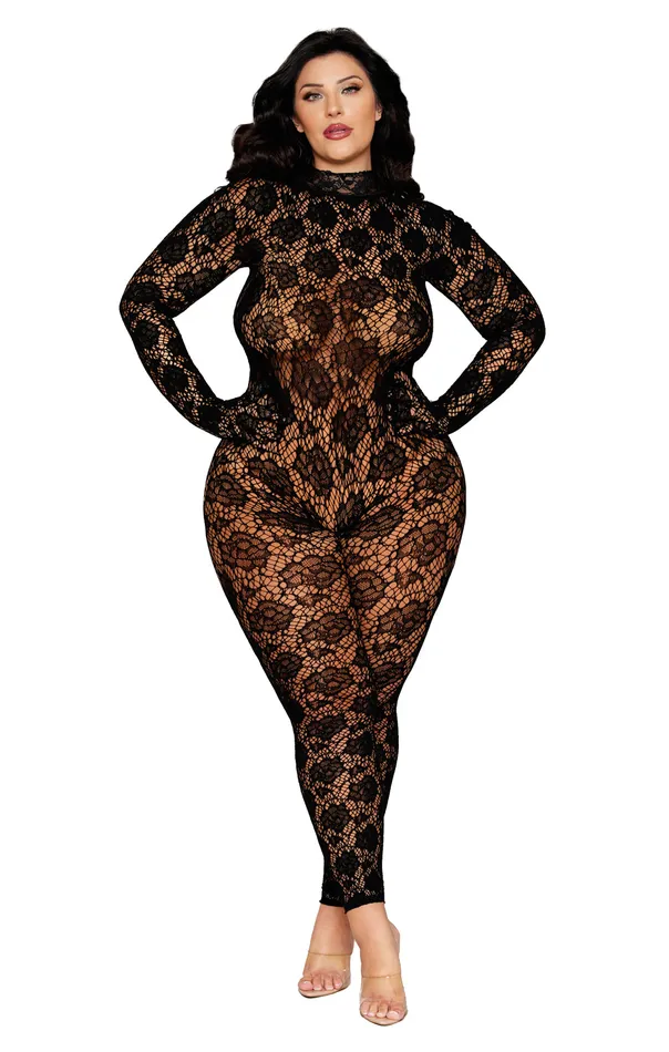 Gloved Bodystocking Dmnd Queen Size Black Dreamgirl Bodystockings Playsuits