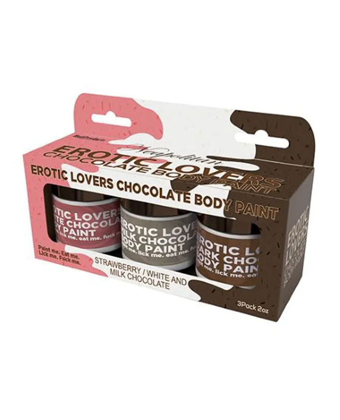 Hott Products Male Sex Toys Erotic Lovers Chocolate Body Paint Neapolitan White Chocolate Milk Chocolate and Strawberry 3 Pack