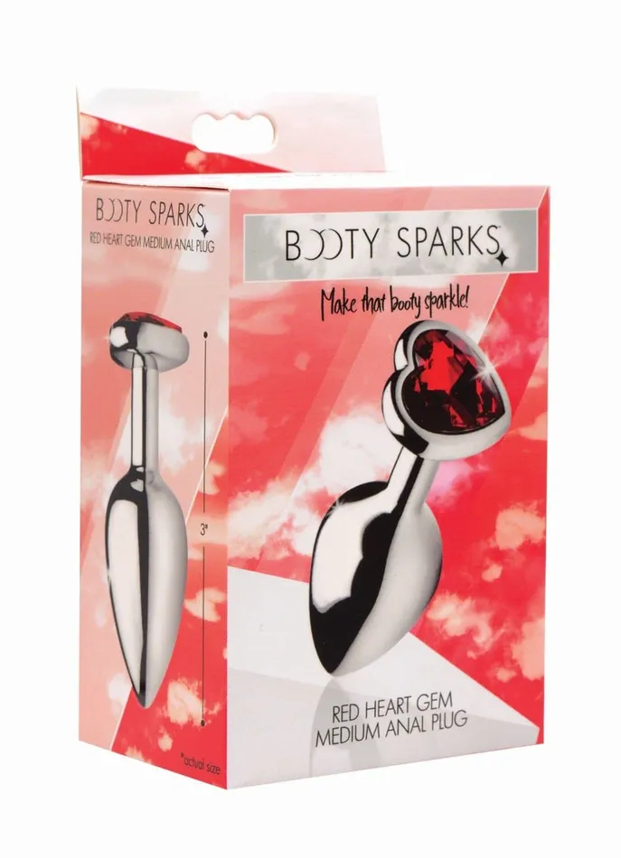 Male Sex Toys Red Heart Gem Anal Plug Medium XR Brands Booty Sparks