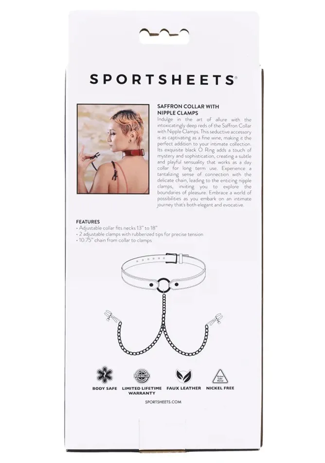 Saffron Collar With Nipple Clamps Blackred Sportsheets Anal Saffron Collar With Nipple Clamps Blackred Sportsheets Anal