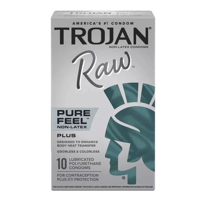 Trojan Raw NonLatex 10 Pack Paradise Marketing Male Sex Toys