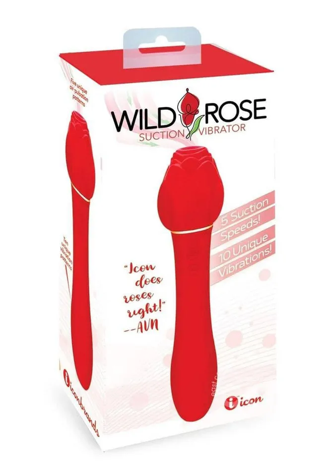 Vibrators Icon Brands Wild Rose Suction Vibrator Red