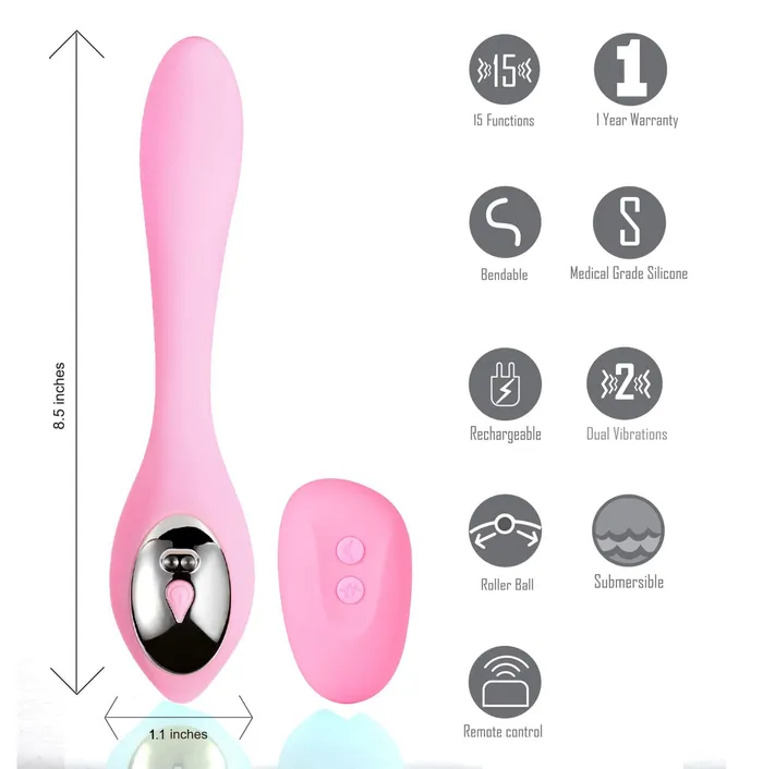 Vibrators Maia Toys Harmonie Rechargeable Remote Silicone Bendable Vibrator Pink