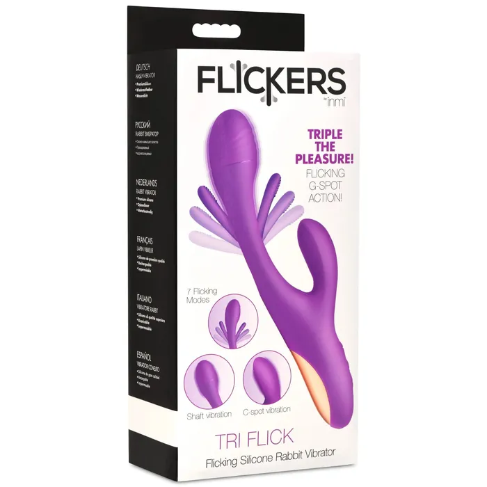 XR Brands inmi Vibrators TriFlick Flicking Silicone Rabbit Vibrator Purple