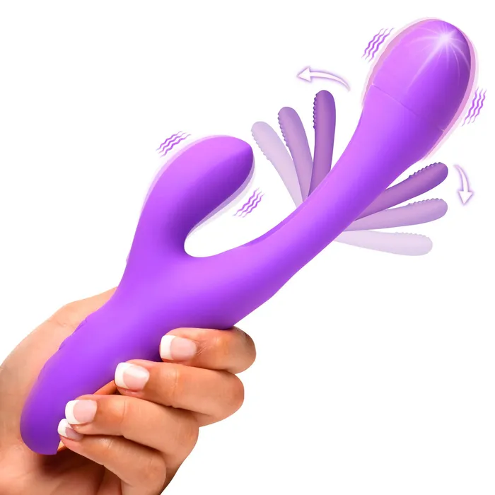 XR Brands inmi Vibrators TriFlick Flicking Silicone Rabbit Vibrator Purple