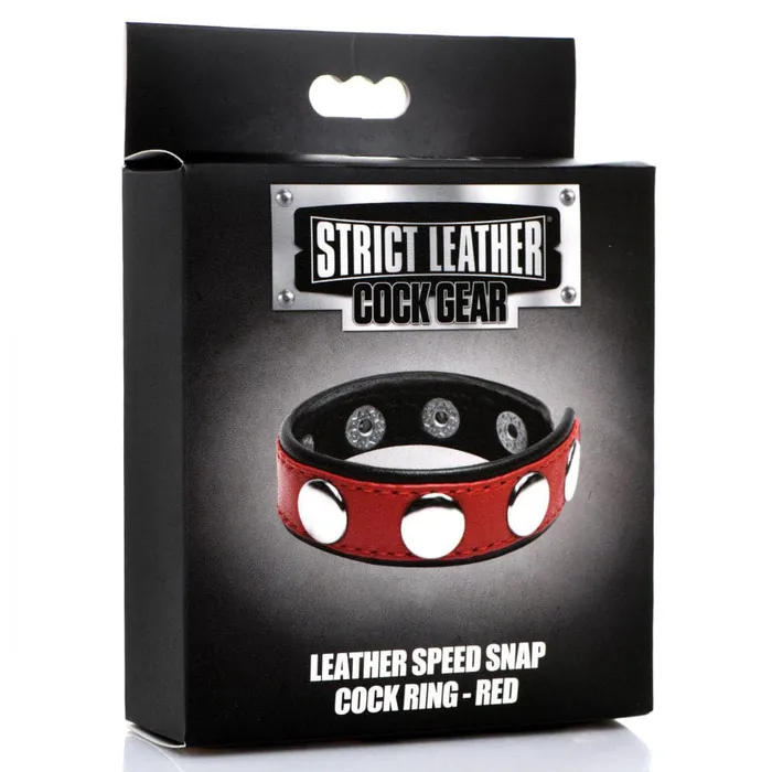 XR Brands Strict Male Sex Toys Cock Gear Leather Speed Snap Cock Ring Red