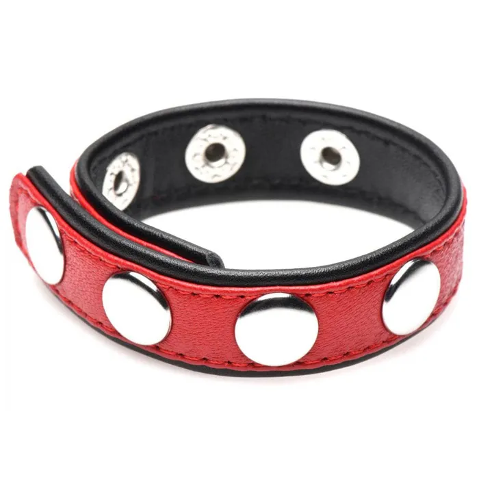 XR Brands Strict Male Sex Toys Cock Gear Leather Speed Snap Cock Ring Red