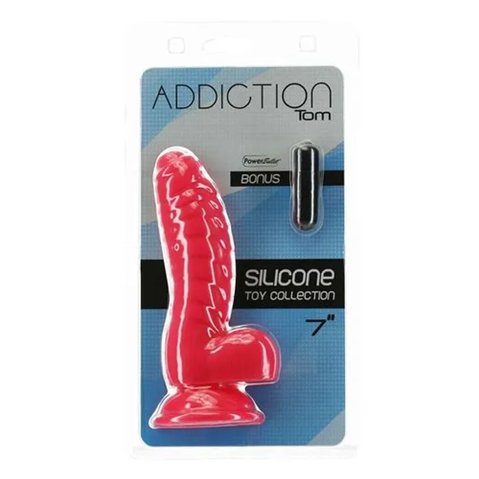 Addiction Dildos Tom 7in Dong w Bullet Hot Pink