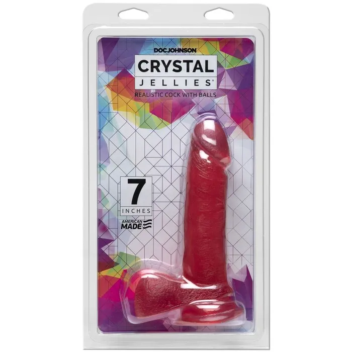 Female Sex Toys Crystal Jellies 7 in Realistic Cock With Balls Pink