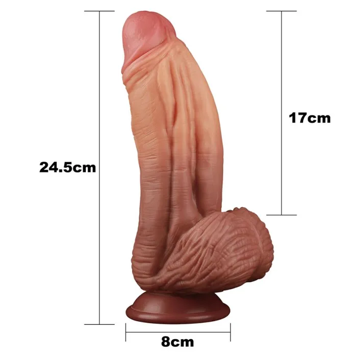 Lovetoy Male Sex Toys Dual layered Platinum Silicone Cock 10in