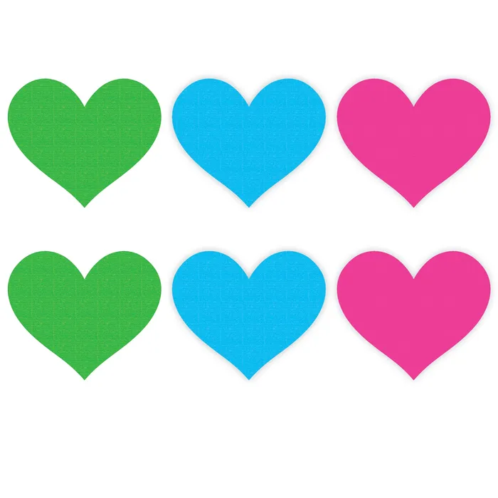 Neon Heart 3 Pk Pasties GreenBluePink Peekaboo Pasties Vibrators