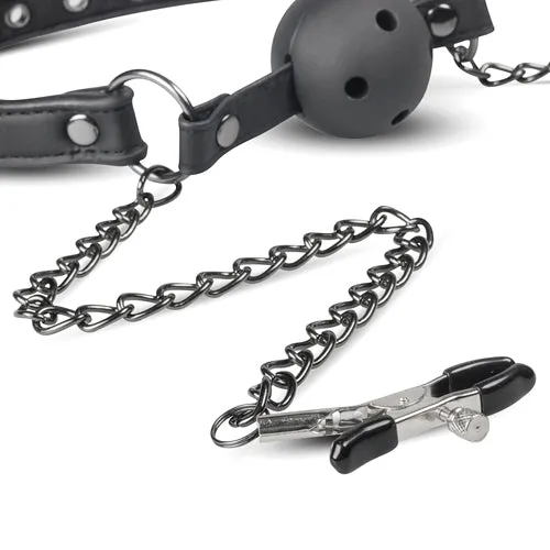 Open Ball Gag With Nipple Clamps Lady Bo Malta Male Sex Toys