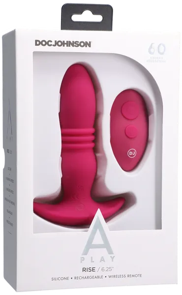 RISE Rechargeable Silicone Anal Plug With Remote Pink Doc Johnson Male Sex Toys