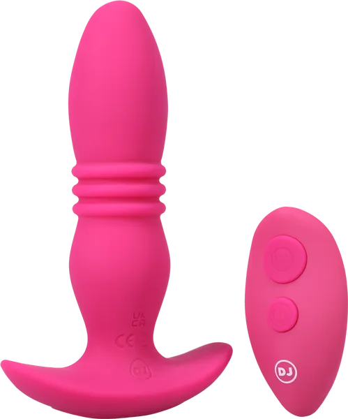 RISE Rechargeable Silicone Anal Plug With Remote Pink Doc Johnson Male Sex Toys