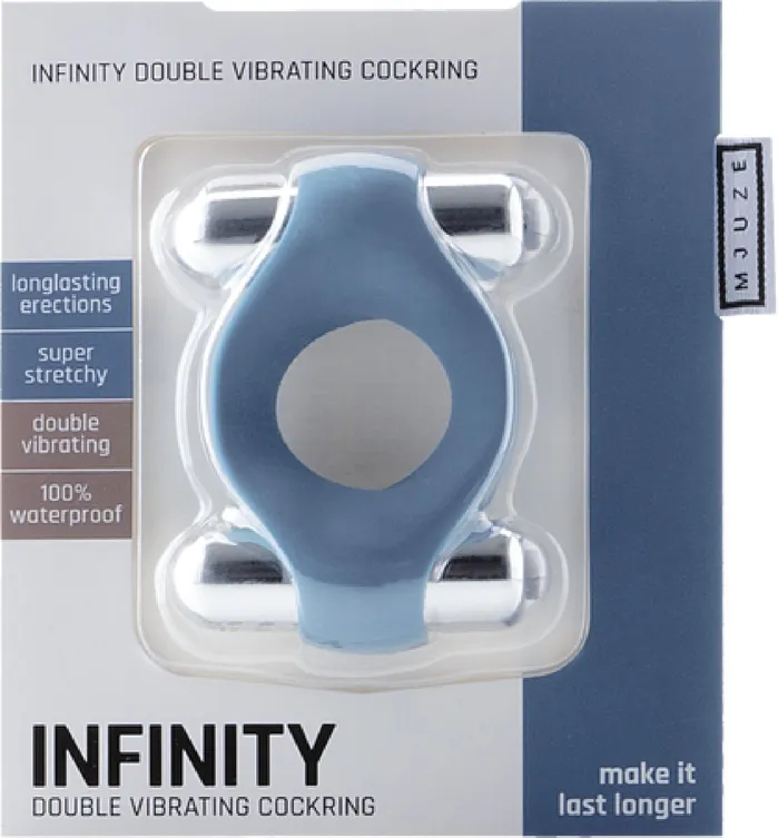 Shots Media Vibrators Infinity Double Vibrating Cockring Blue