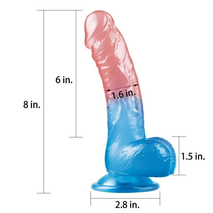Vibrators Dazzle Studs Dildo 8in PinkBlue Lovetoy
