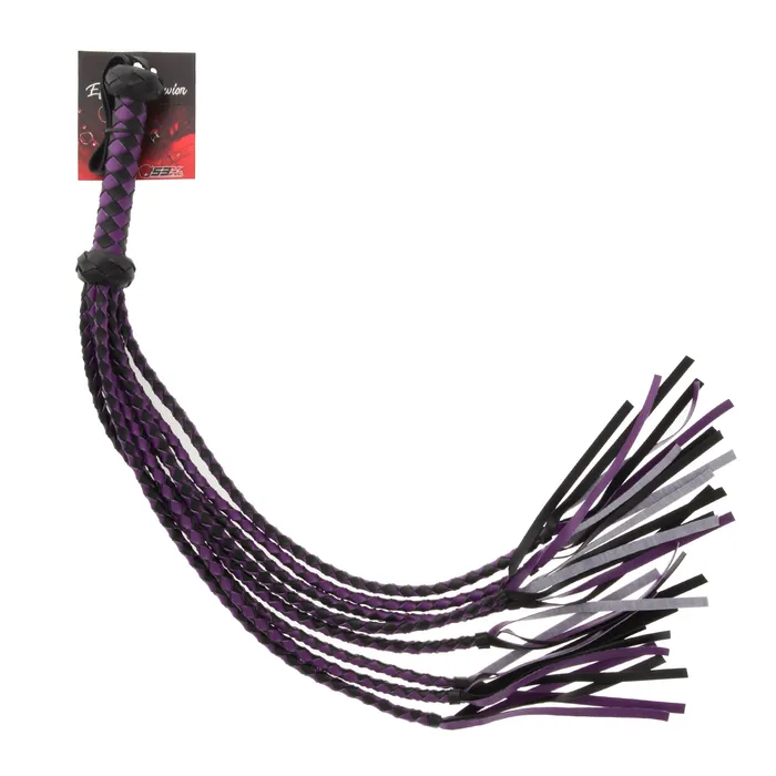 53X Vibrators CAT OF NINE TAILS PURPLEBLACK 29IN PVC