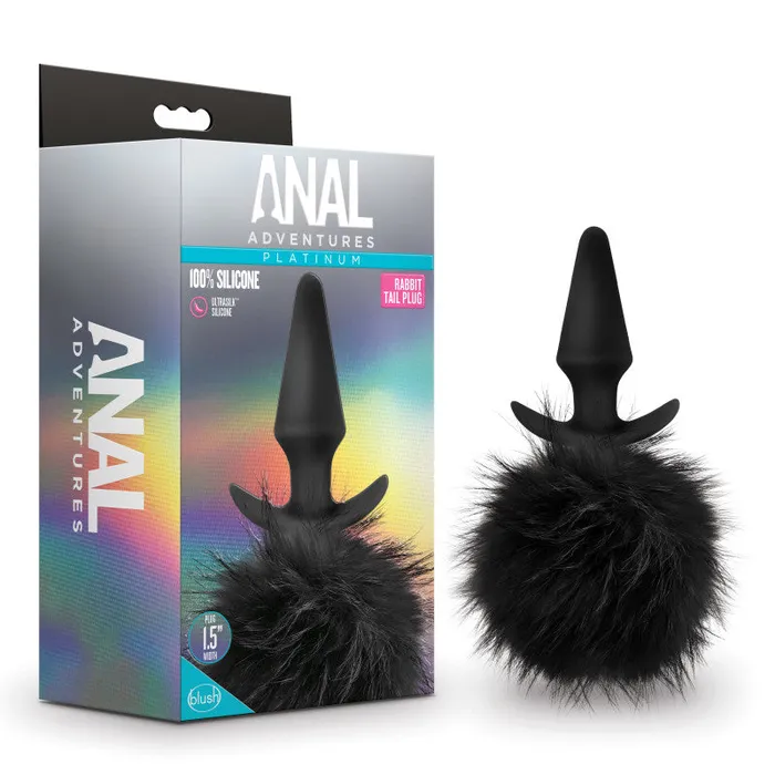 Anal Adventures Platinum Rabbit Tail Plug 10 cm Butt Plug with Bunny Tail Blush Novelties Male Sex Toys