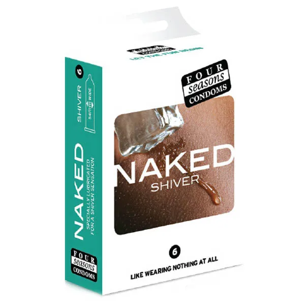 Four Seasons Male Sex Toys Naked Shiver Ultra Thin Lubricated Condoms 6 Pack