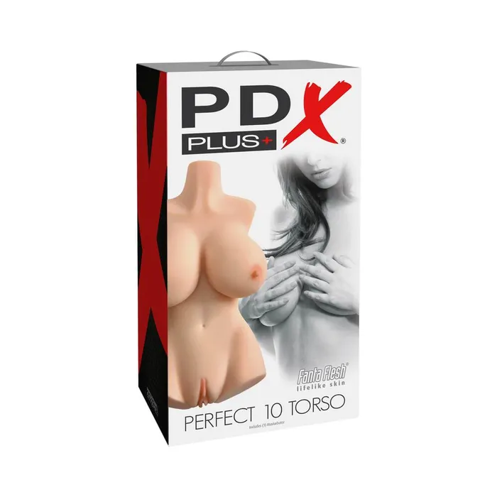 PDX Brands Male Sex Toys PDX Plus Perfect 10 Torso Dual Entry Masturbator Beige